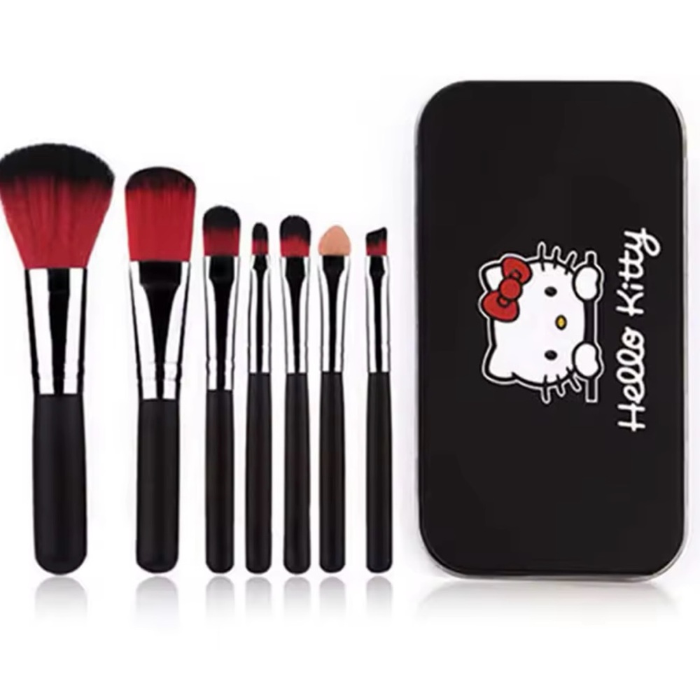 7 Piece Black Hello Kitty Makeup Brush Set